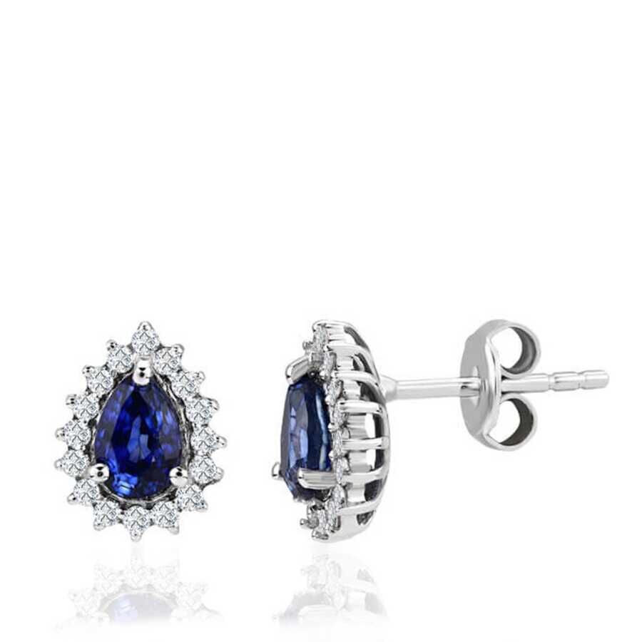 1.68 Karat Pırlanta Safir Küpe
