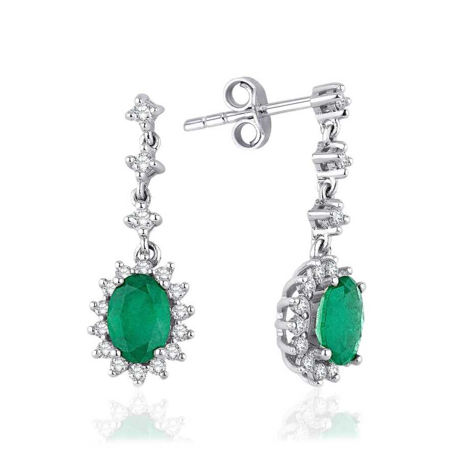 1.68 Karat Pırlanta Zümrüt Küpe - Baroni Diamond