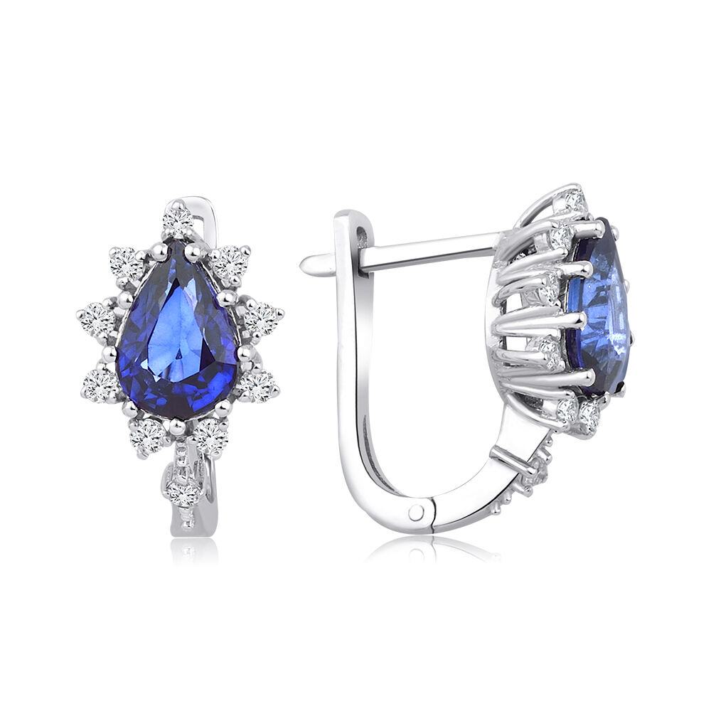 1.69 Karat Pırlanta Safir Küpe - Baroni Diamond