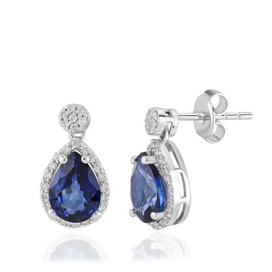 1.71 Karat Pırlanta Safir Küpe