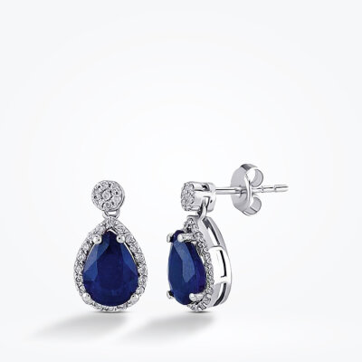 1.71 Karat Pırlanta Safir Küpe - 1