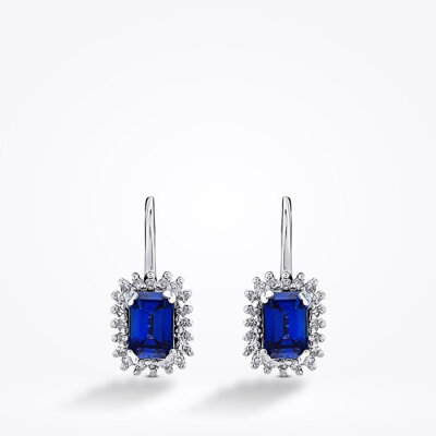 1.72 Karat Pırlanta Safir Küpe - 2