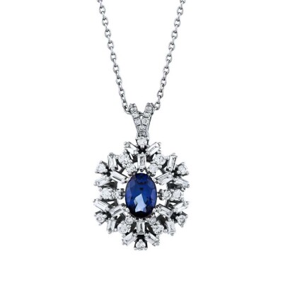 1.75 Karat Pırlanta Safir Kolye - Baroni Diamond