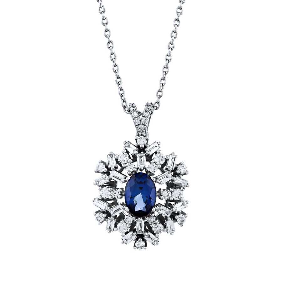 1.75 Karat Pırlanta Safir Kolye