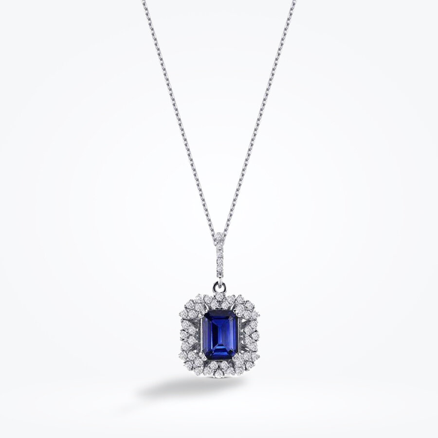 1.76 Karat Pırlanta Safir Kolye