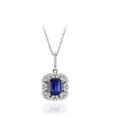 1.76 Karat Pırlanta Safir Kolye - Baroni Diamond