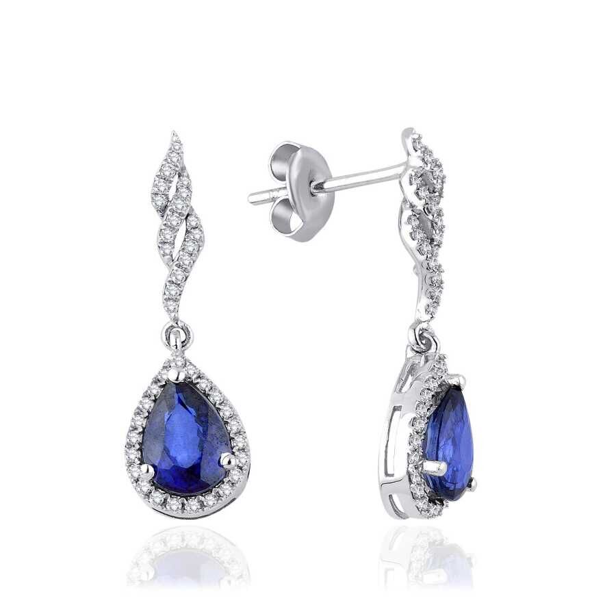 1.76 Karat Pırlanta Safir Küpe