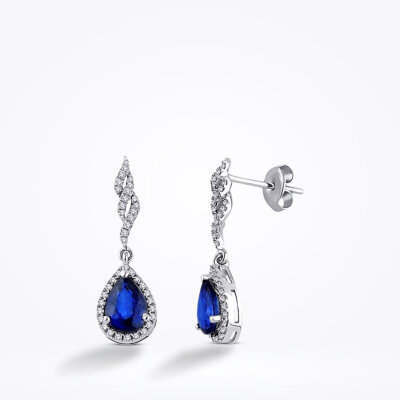 1.76 Karat Pırlanta Safir Küpe - Baroni Diamond