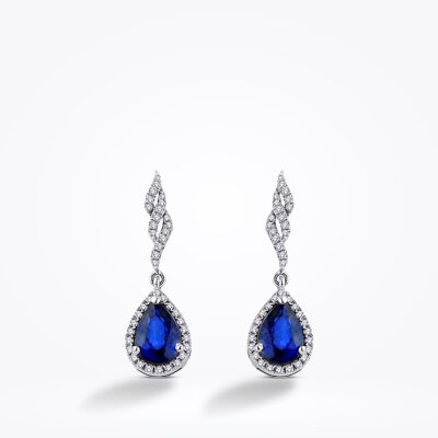 1.76 Karat Pırlanta Safir Küpe - 2