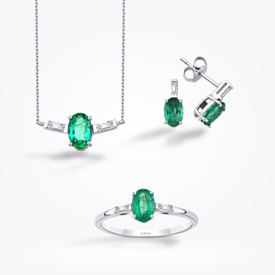 1.77 Karat Pırlanta Zümrüt Set 