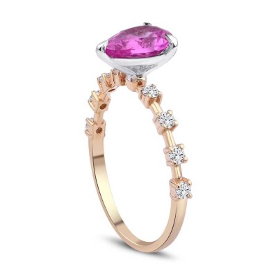 1.78 Karat Pırlanta Pembe Safir Yüzük - 2