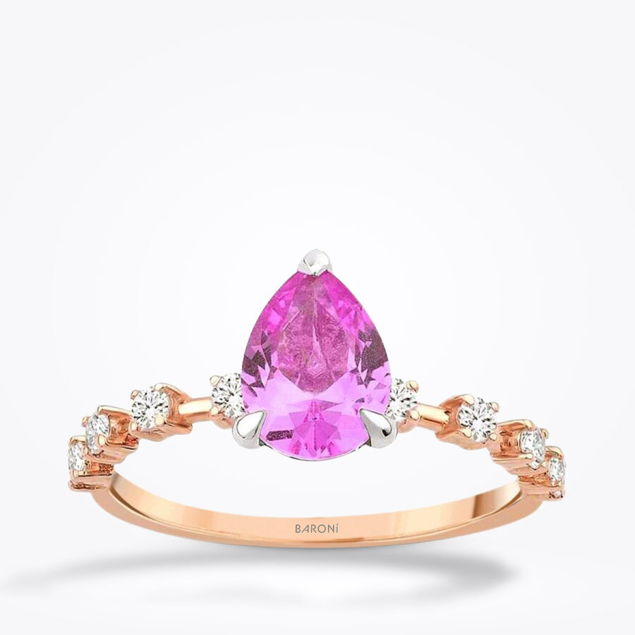 1.78 Karat Pırlanta Pembe Safir Yüzük
