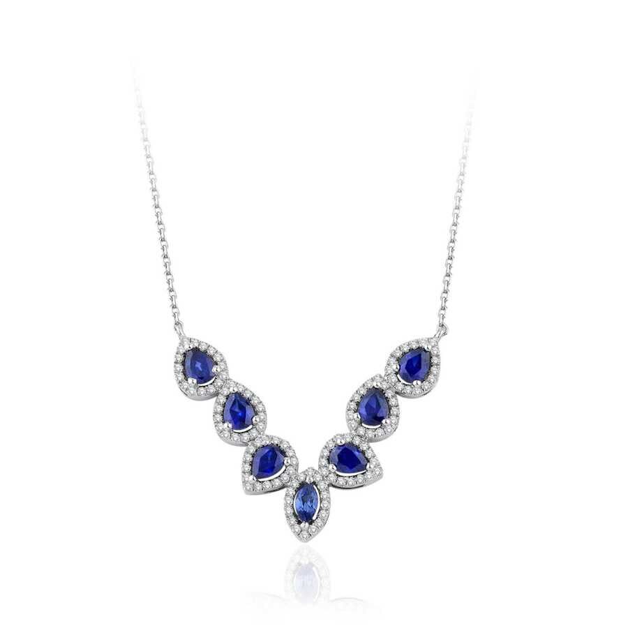 1.78 Karat Pırlanta Safir Kolye - Baroni Diamond