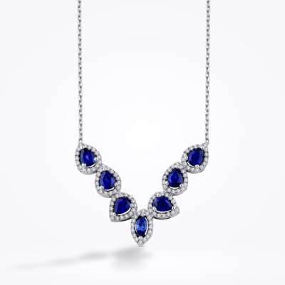 1.78 Karat Pırlanta Safir Kolye - 1