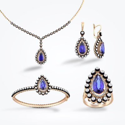 18.53 Karat Pırlanta Elmas Safir Set 