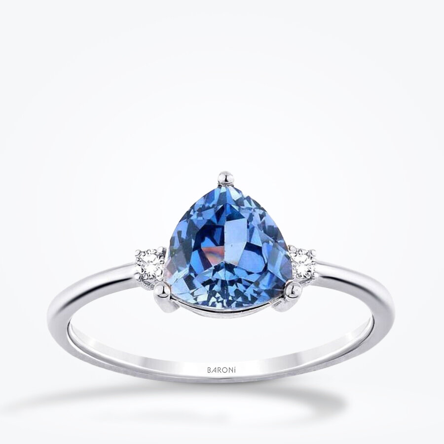 1.86 Karat Pırlanta Safir Yüzük