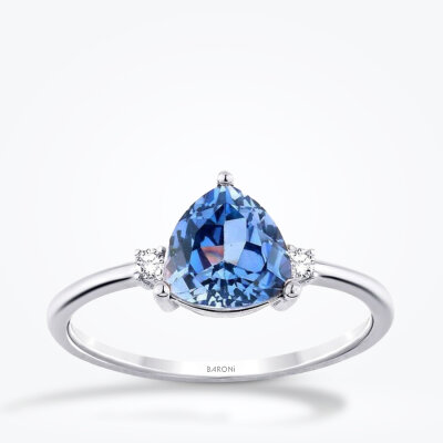 1.86 Karat Pırlanta Safir Yüzük - 1
