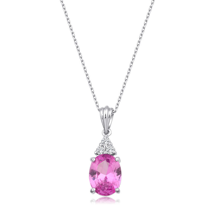 1.90 Karat Pırlanta Pink Safir Taş Kolye