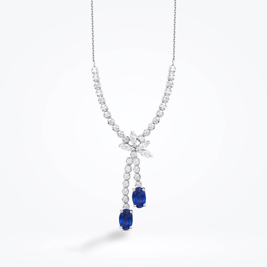 1.94 Karat Pırlanta Safir Lotus Kolye