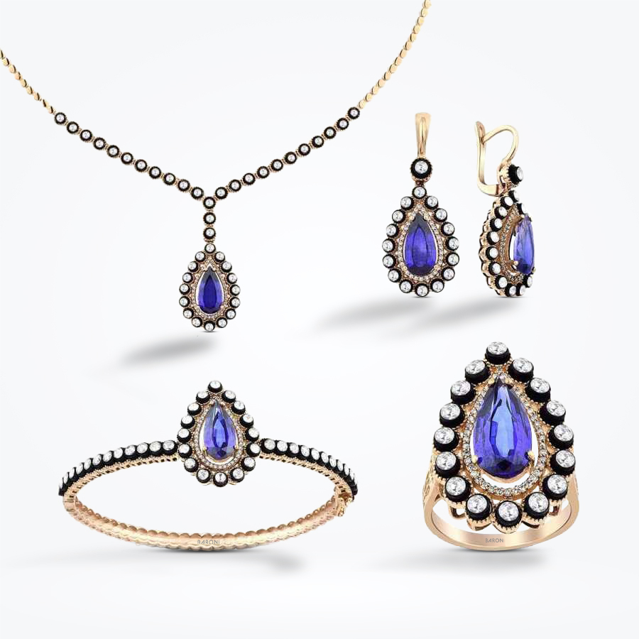 19.50 Karat Pırlanta Elmas Safir Set