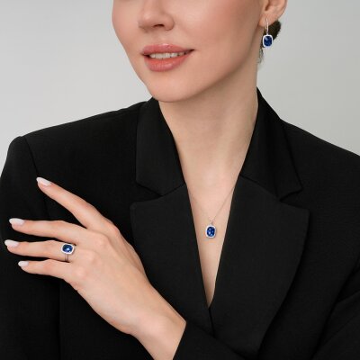 1.96 Karat Pırlanta Safir Kolye - 3