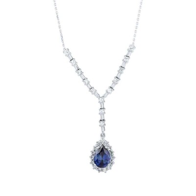 1.99 Karat Pırlanta Safir Damla Kolye - Baroni Diamond (1)