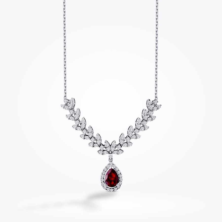 1.99 Karat Pırlanta Yakut Damla Kolye - Baroni Diamond