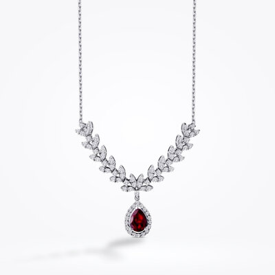 1.99 Karat Pırlanta Yakut Damla Kolye - Baroni Diamond