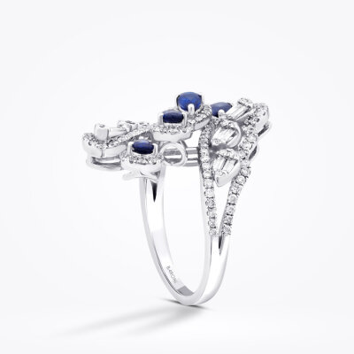 2.07 Karat Pırlanta Damla Taşlı Safir Trend Yüzük - Baroni Diamond (1)