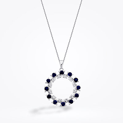 2.07 Karat Pırlanta Yuvarlak Safir Trend Kolye - 1