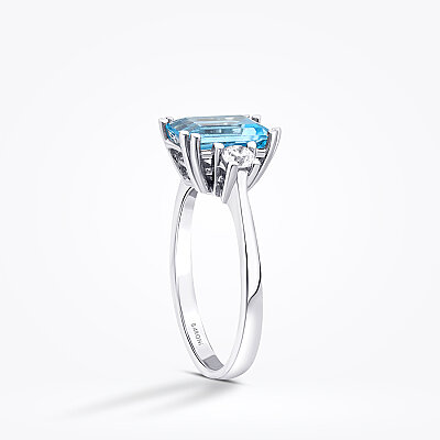 2.85 Karat Pırlanta Blue Topaz Kare Yüzük - Baroni Diamond (1)