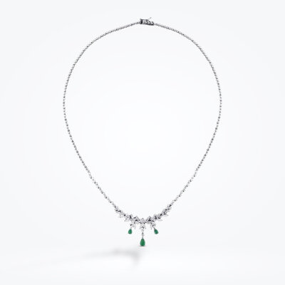 2.89 Karat Pırlanta Zümrüt Gerdanlık - 1