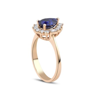 2.02 Karat Pırlanta Baget Safir Yüzük - Baroni Diamond (1)