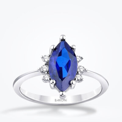 2.02 Karat Pırlanta Safir Yüzük - 1