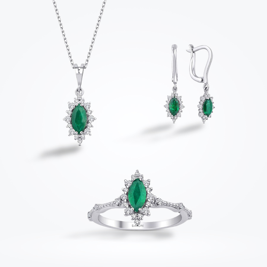 2.04 Karat Pırlanta Zümrüt Set - Baroni Diamond
