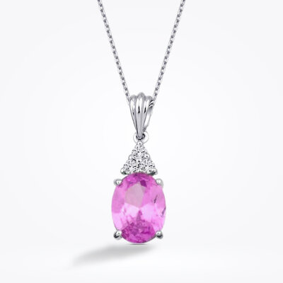 2.08 Karat Pırlanta Pembe Safir Kolye - 2