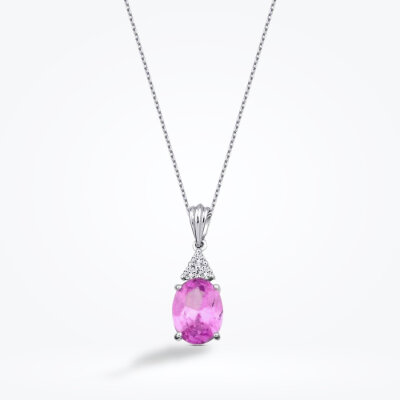 2.08 Karat Pırlanta Pink Safir Kolye - 1