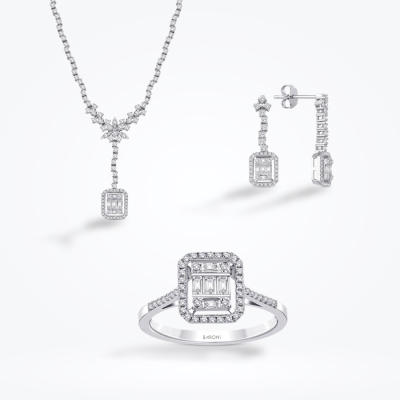 2.10 Karat Pırlanta Baget Set 