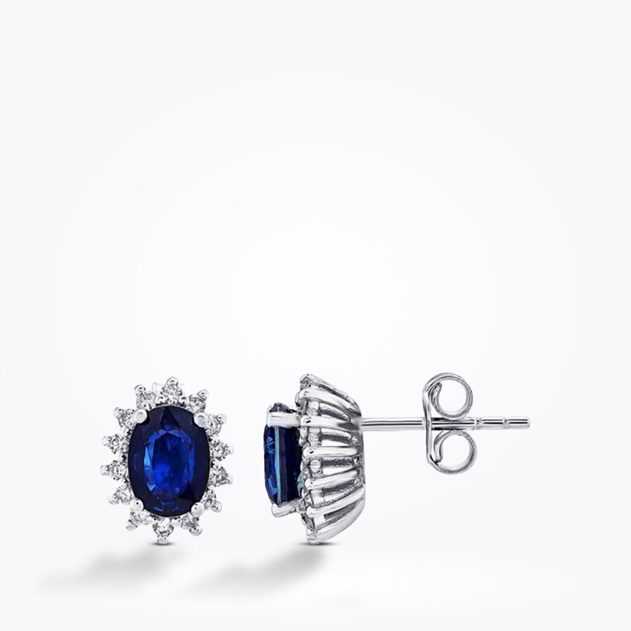 2.13 Karat Pırlanta Safir Küpe