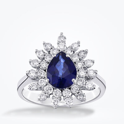 2.13 Karat Pırlanta Safir Yüzük - 1