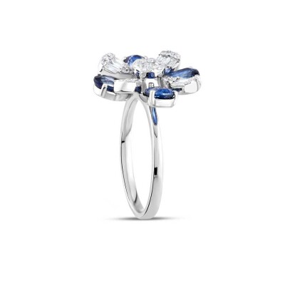 2.19 Karat Pırlanta Baget Safir Yüzük - 2