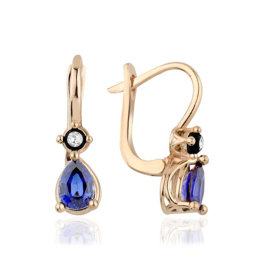 2.25 Karat Elmas Pırlanta Safir Küpe