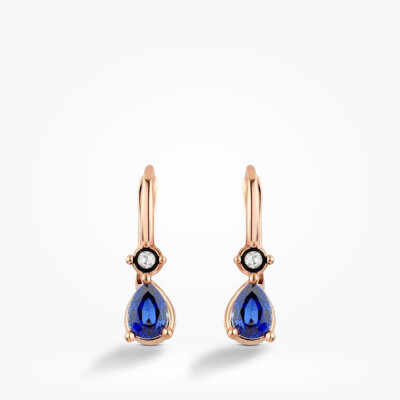 2.25 Karat Elmas Pırlanta Safir Küpe - 2