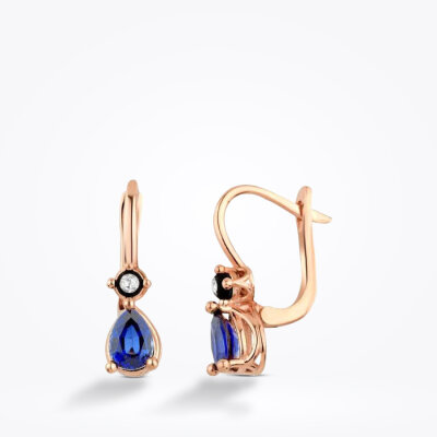 2.25 Karat Elmas Pırlanta Safir Küpe - Baroni Diamond