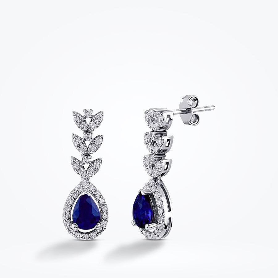 2.25 Karat Pırlanta Safir Küpe