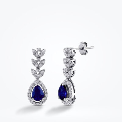 2.25 Karat Pırlanta Safir Küpe - Baroni Diamond