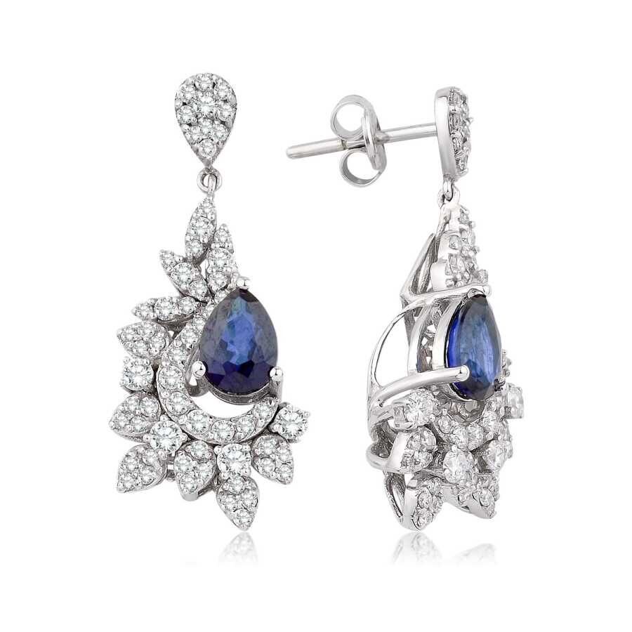 2.29 Karat Pırlanta Safir Küpe