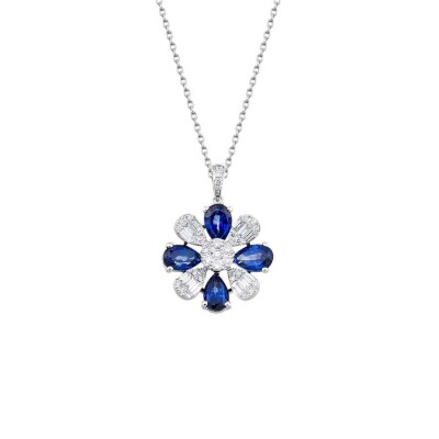 2.36 Karat Pırlanta Baget Safir Kolye - Baroni Diamond