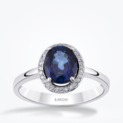 2.42 Karat Pırlanta Safir Yüzük - 1