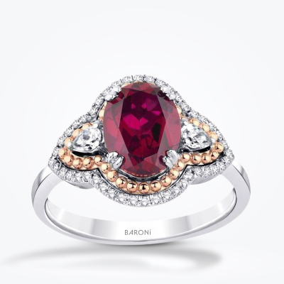 2.46 Karat Pırlanta Yakut Yüzük - 1